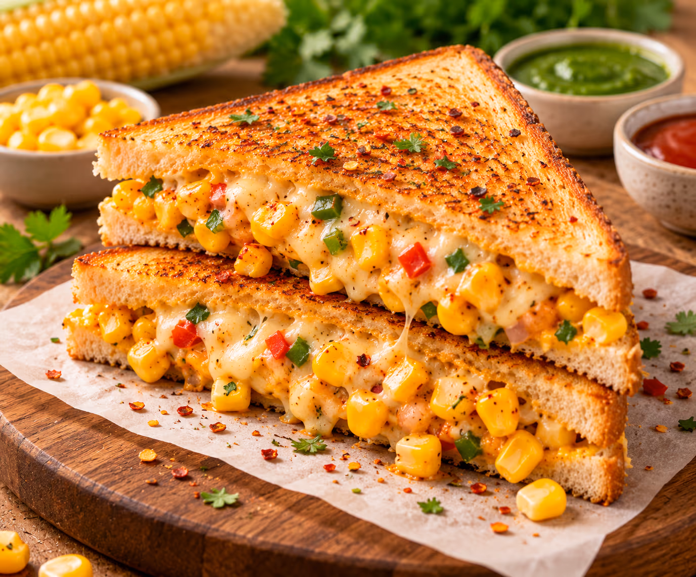 Masala Corn Sandwich