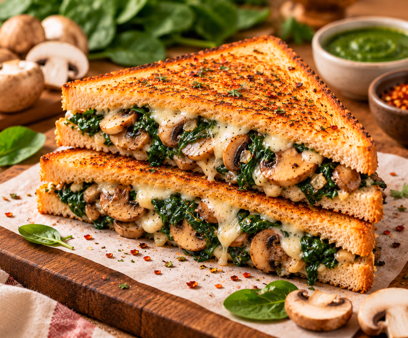 Mushroom Spinach Sandwich