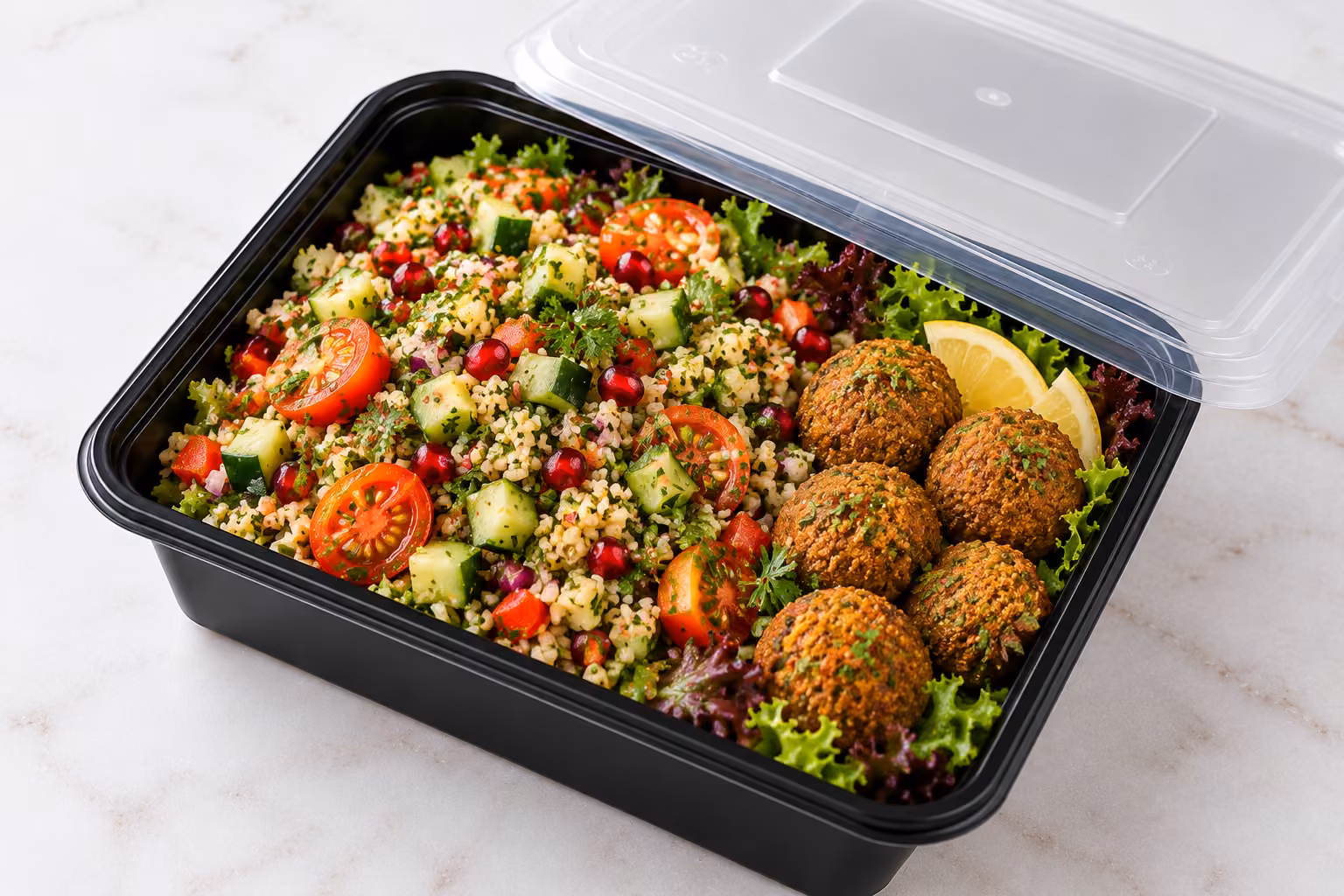 Broken Wheat Tabbouleh Salad With Falafel